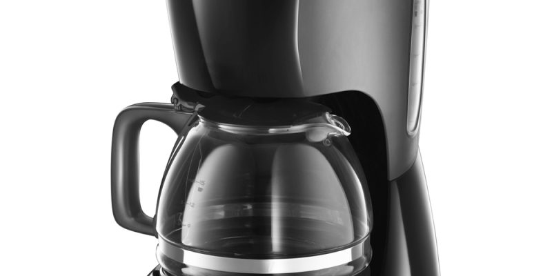 Auto,Drip,Coffee,Maker,Isolated,On,White.,Black,Plastic,&